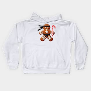 Funny Ninja Gingerbread Man Cookie Candy Cane Sword Kids Hoodie